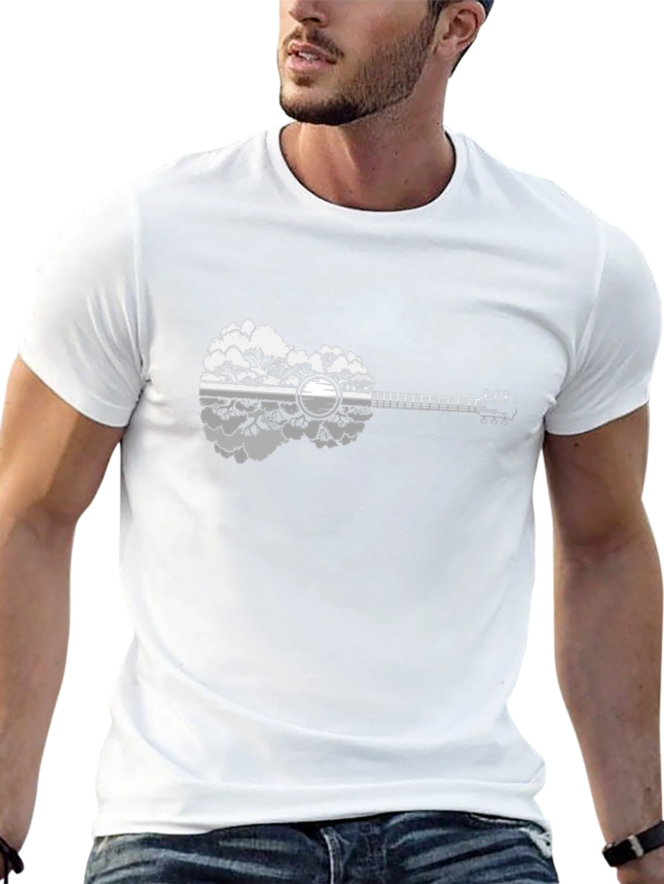 Nature Guitar Graphic T-Shirt - Black
