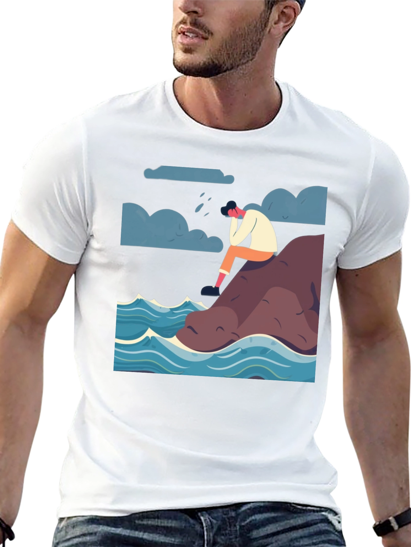 Melancholy Sea T-Shirt - Modern Graphic Tee