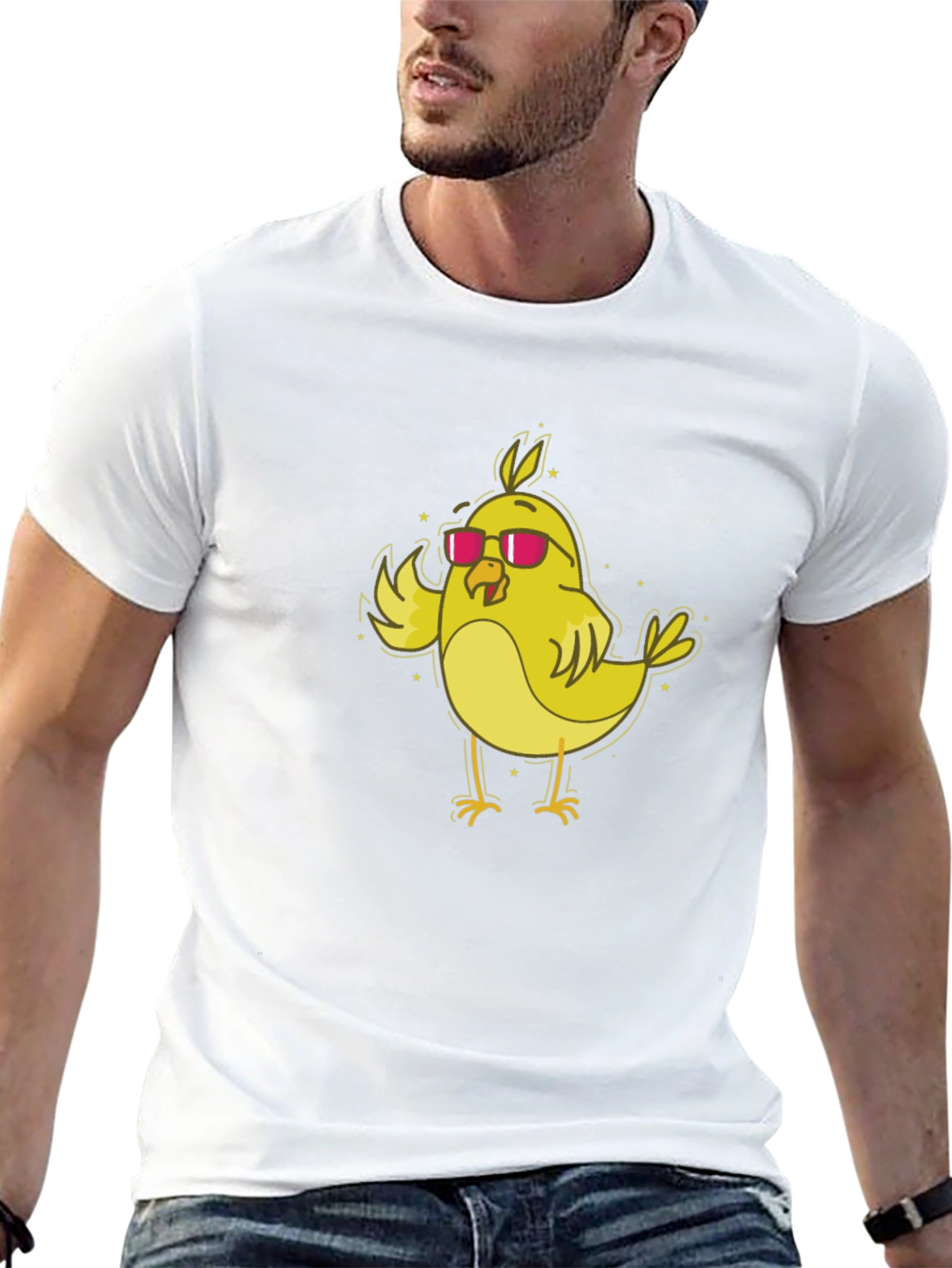 Cool Chick T-Shirt - Yellow Bird with Sunglasses