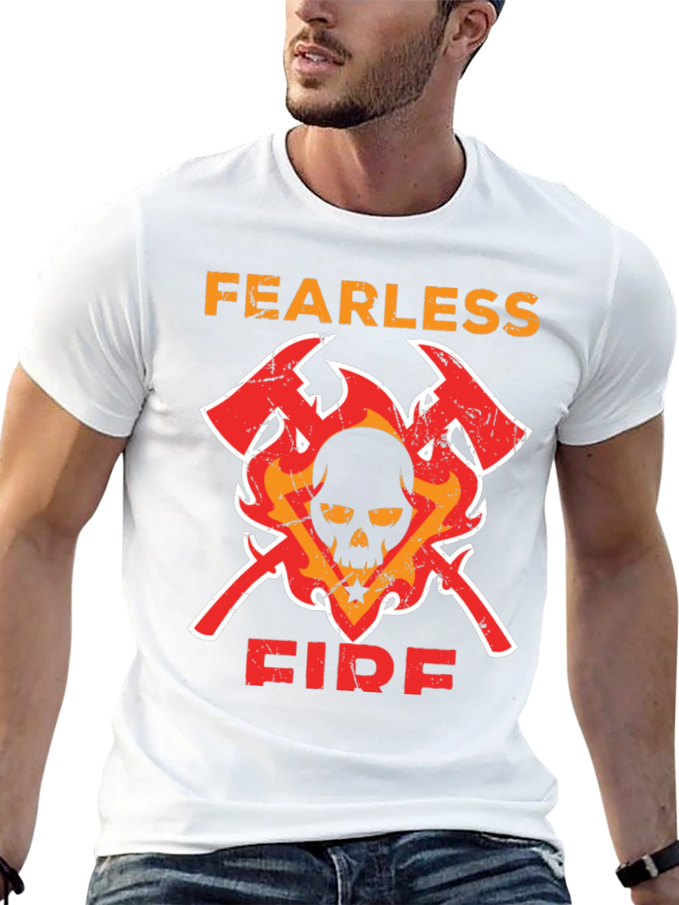 Fearless Firefighter Skull Graphic Tee