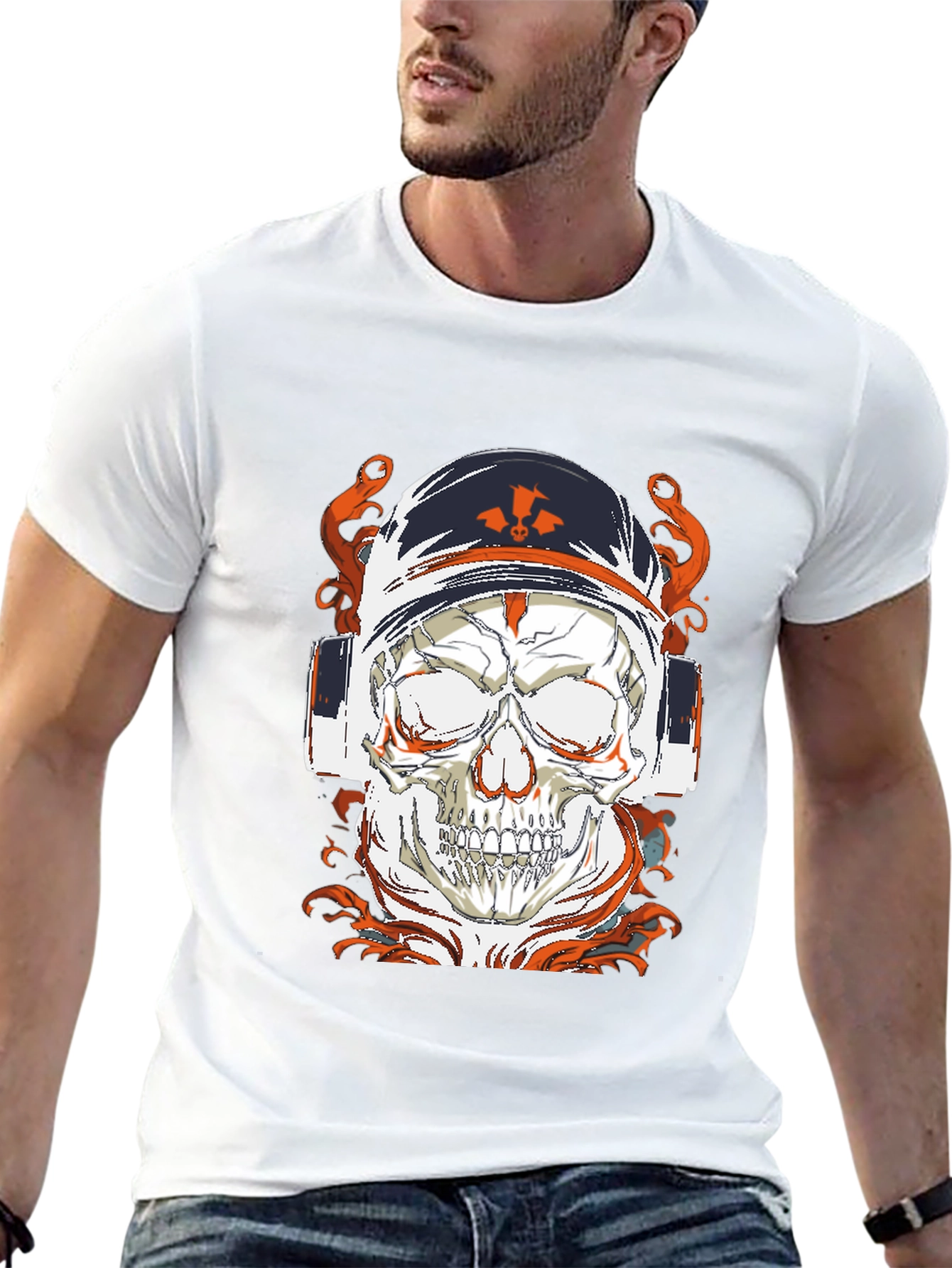 Skull Astronaut Graphic Print Mens T-Shirt