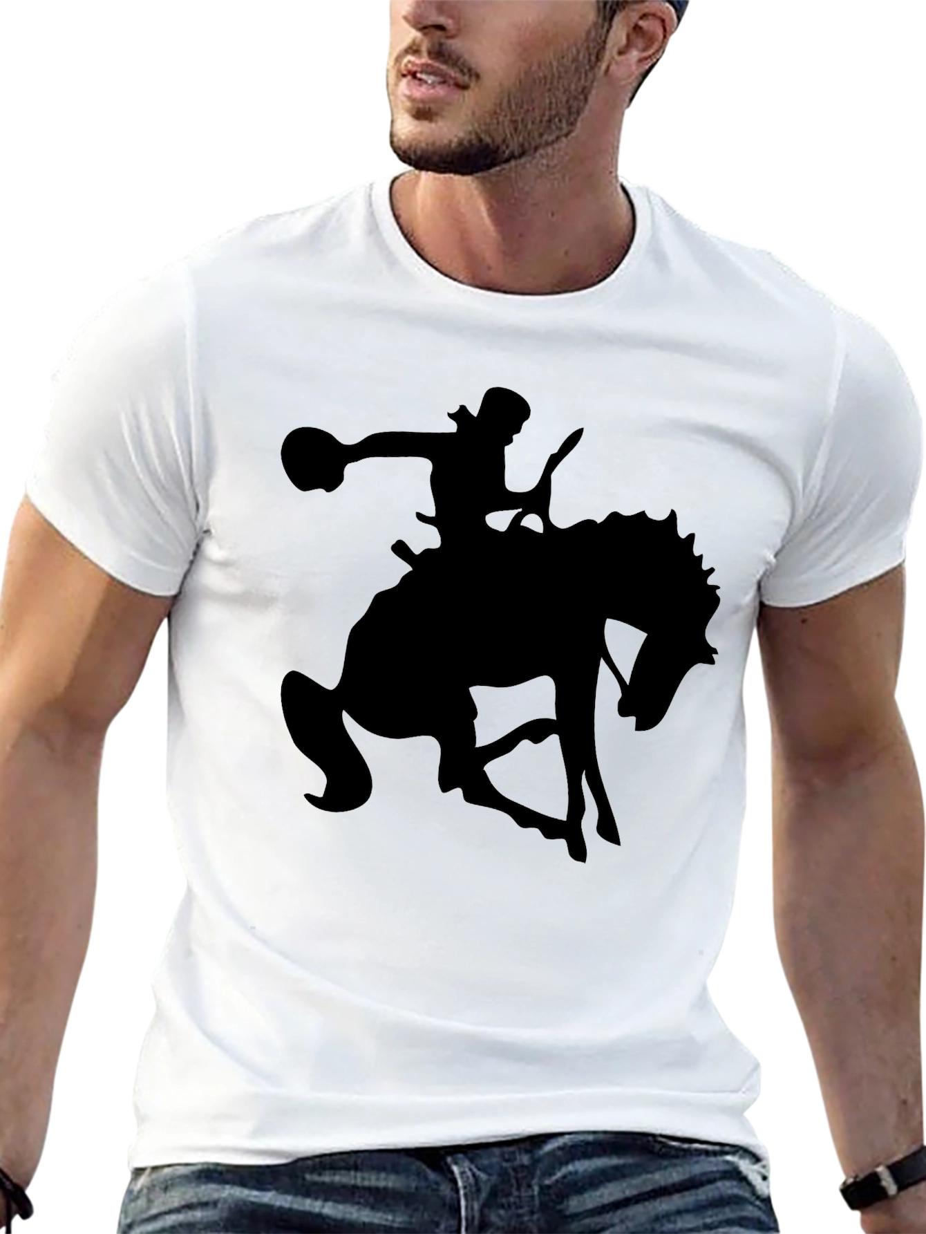 Black Cowboy Graphic Tee - Classic Western Style