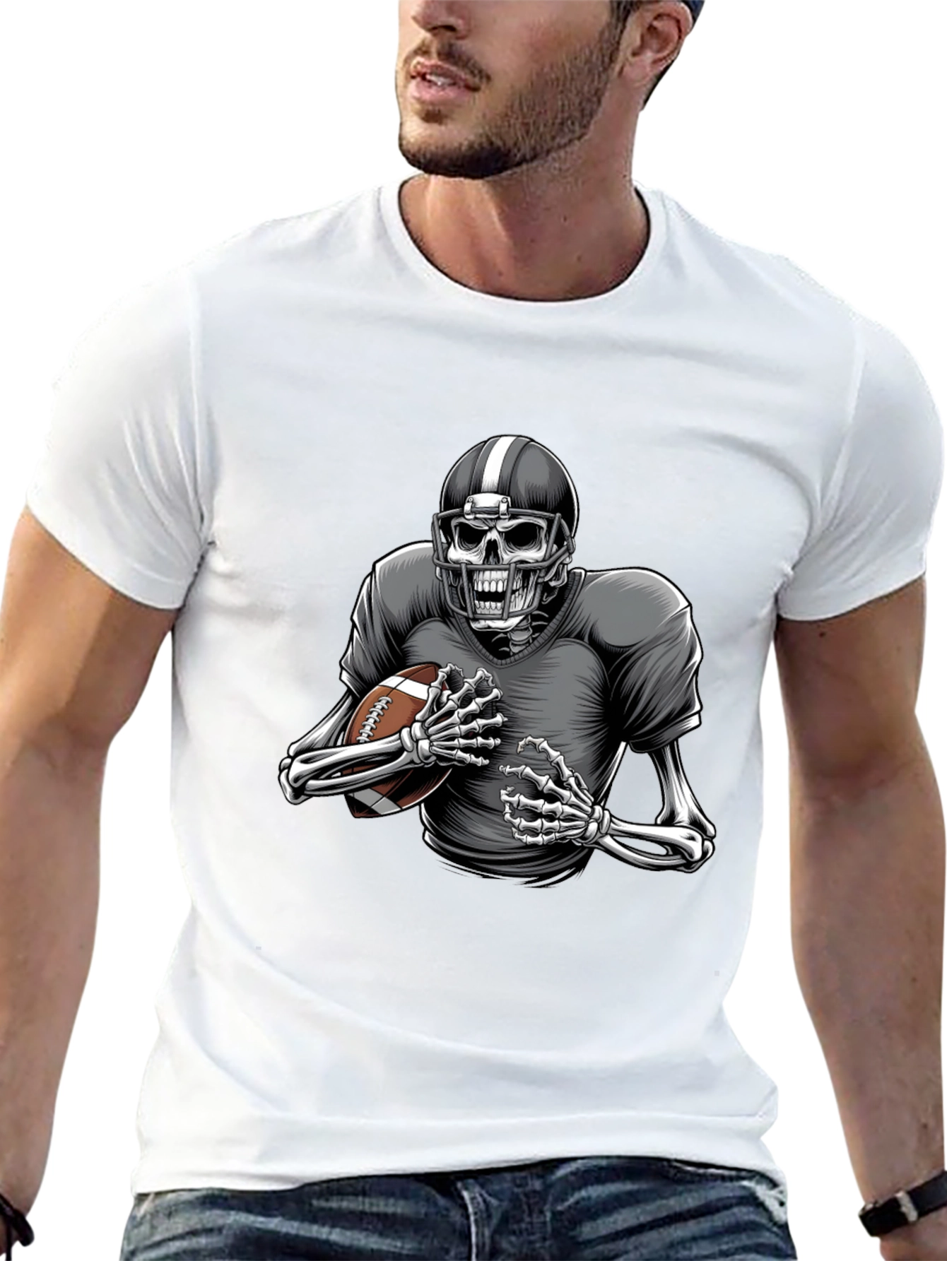 Skeleton Football Player Graphic Tee