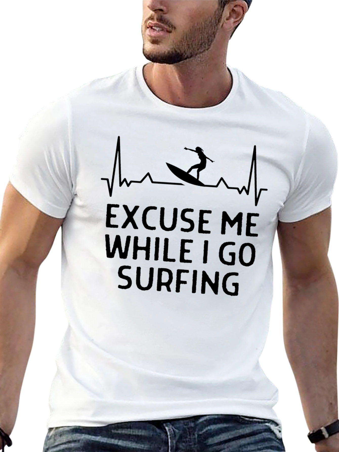 Surfing Heartbeat Graphic T-Shirt