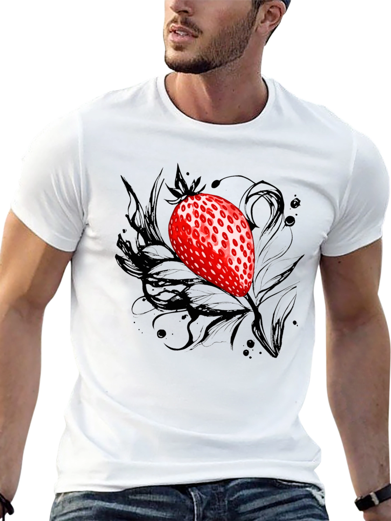 Strawberry Graphic Black T-Shirt
