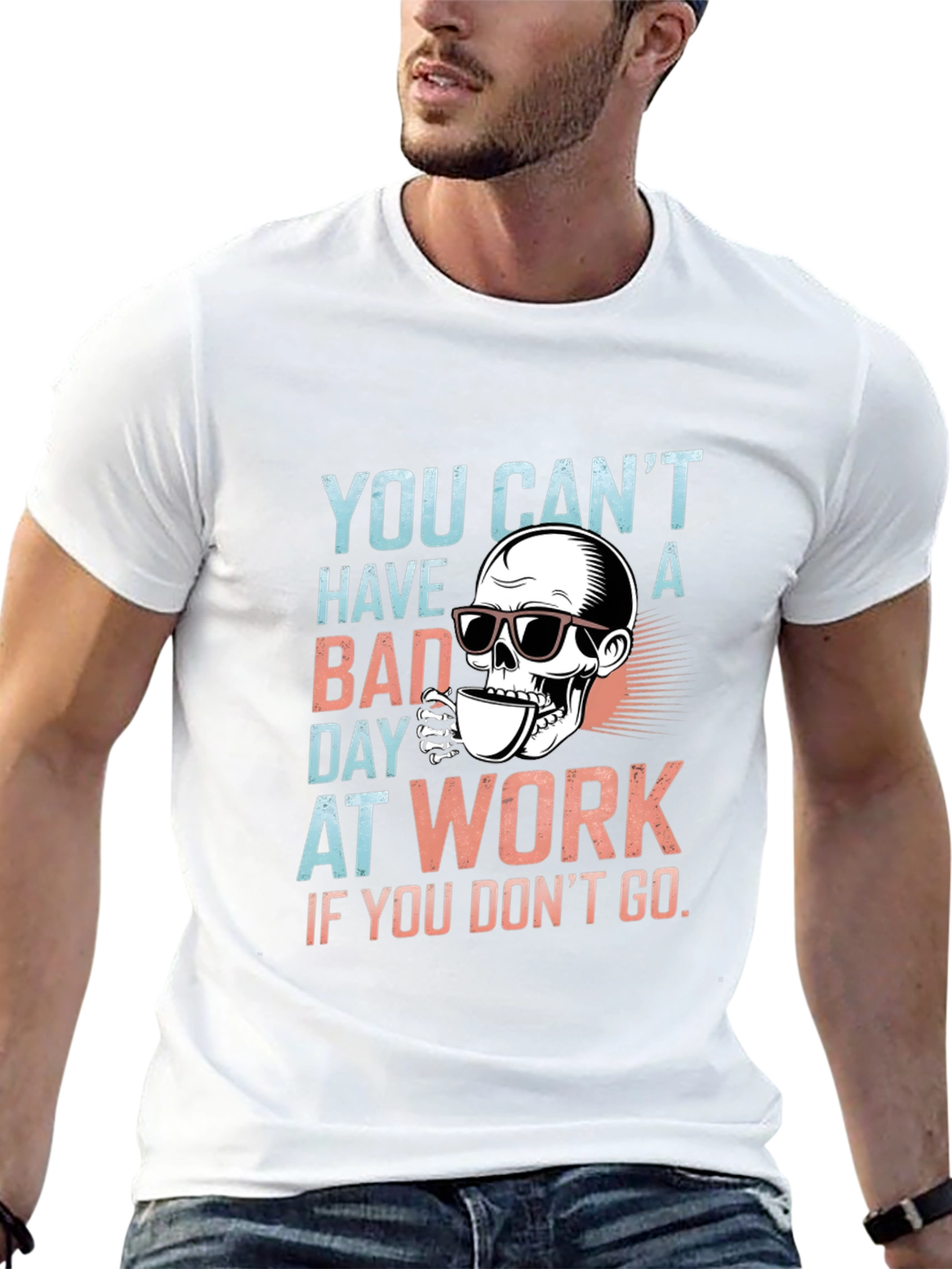 Funny Skull Bad Day at Work Graphic Tee