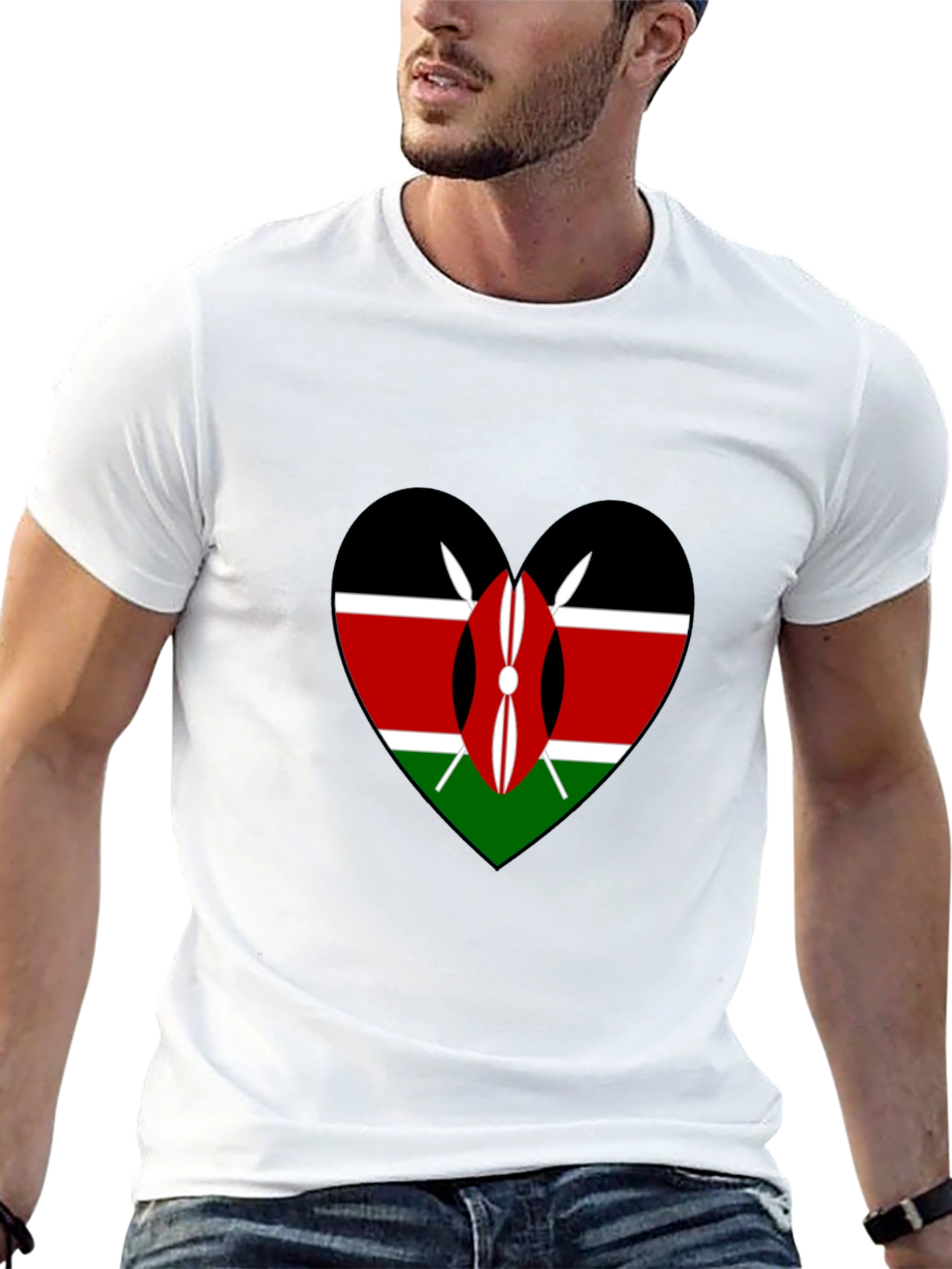 Kenya Flag Heart T-Shirt - Show Your Pride!