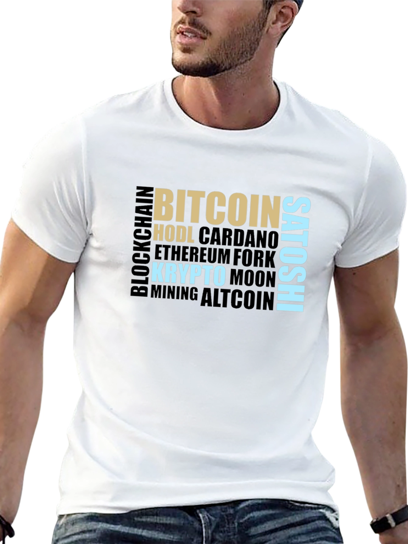 Crypto Word Cloud T-Shirt - Bitcoin HODL Satoshi