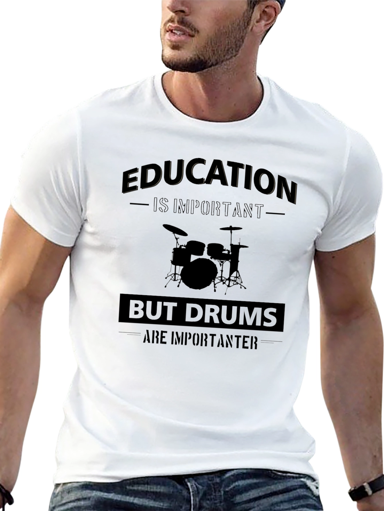 Funny Drummer T-Shirt: Education But Drums Are Importanter