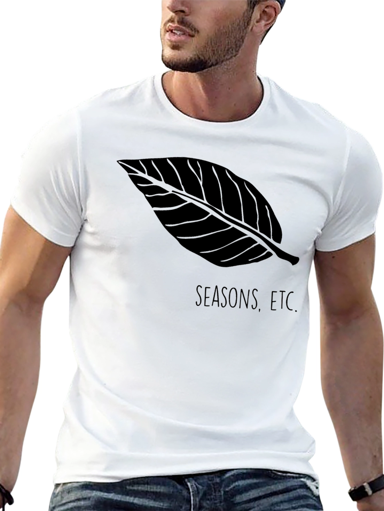 Seasons Etc. Black Leaf Graphic Tee