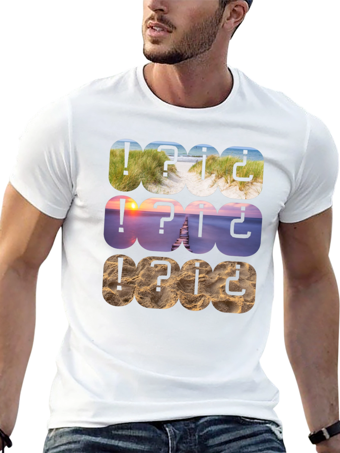 Beach Scenery Pattern T-Shirt