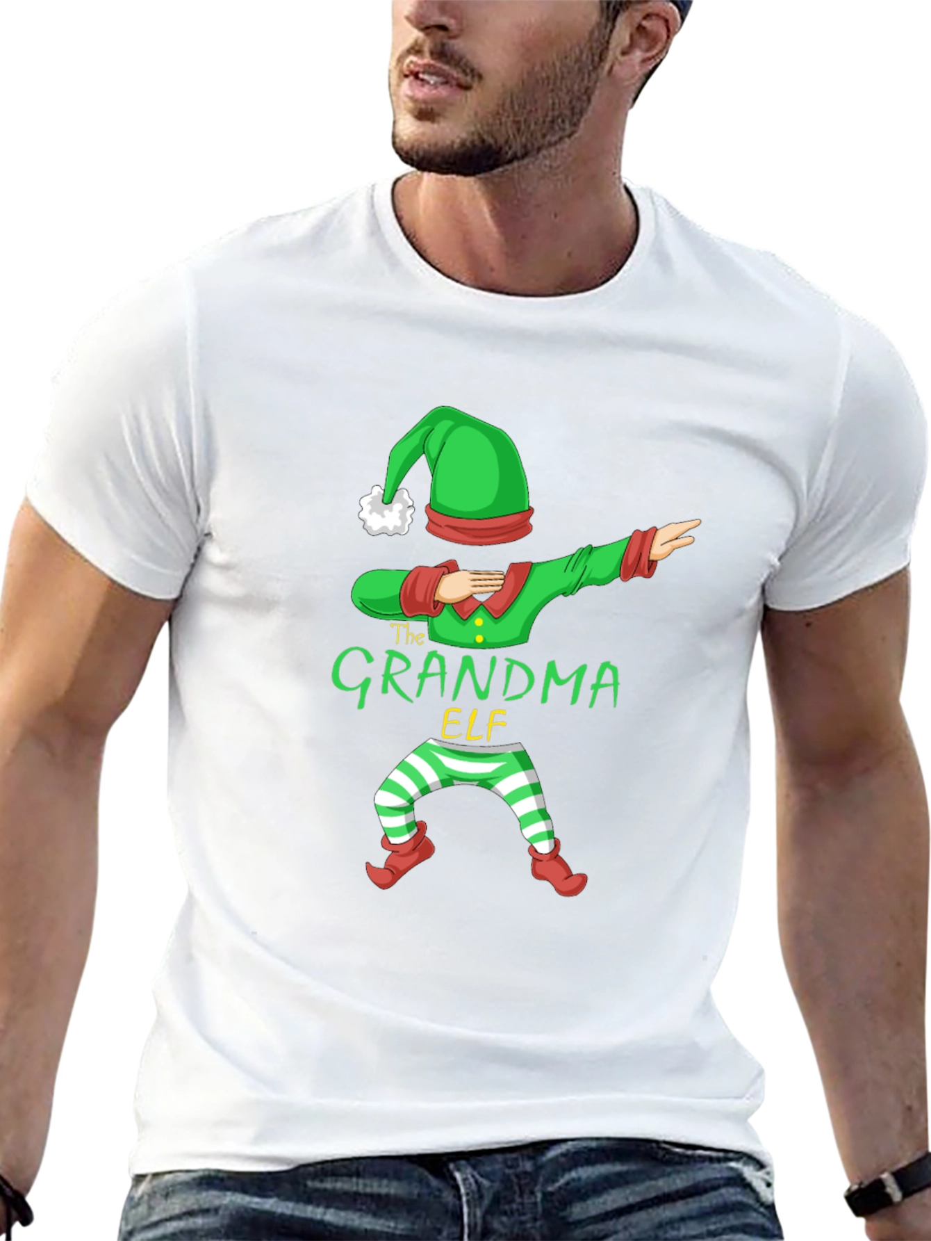 Grandma Elf Dabbing Christmas T-Shirt