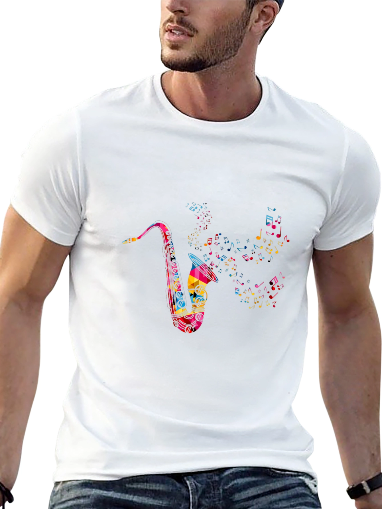 Saxophone Music Notes Graphic Tee