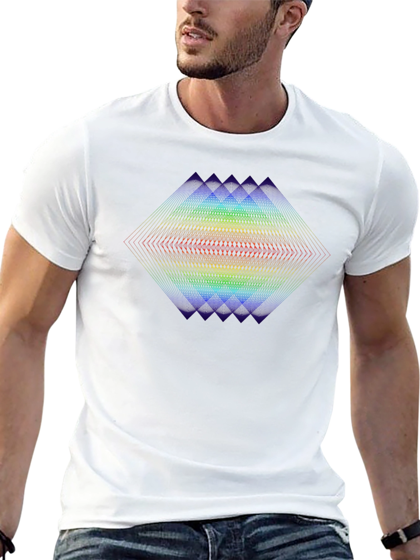 Geometric Rainbow Prism Graphic Tee