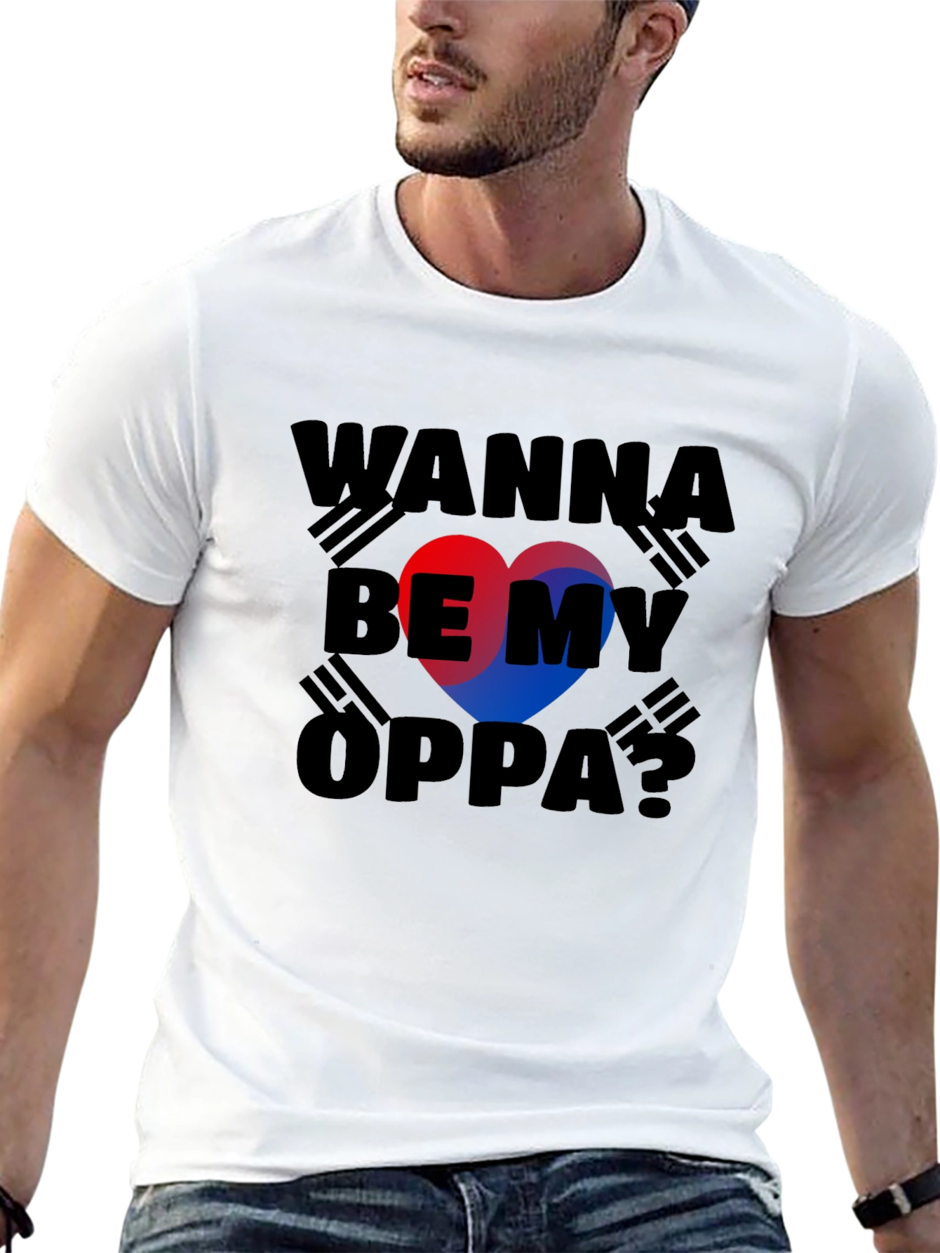 Wanna Be My Oppa? T-Shirt Korean Flag Heart