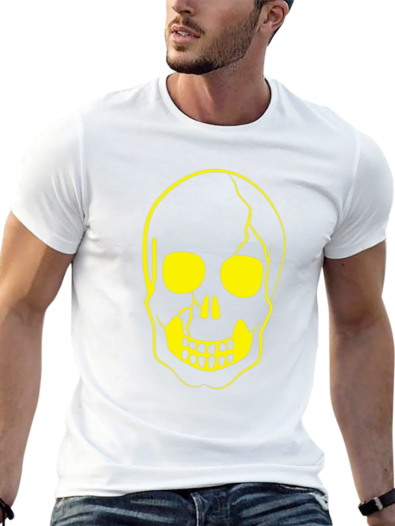 Skull Graphic Tee - Black Cotton Casual Shirt