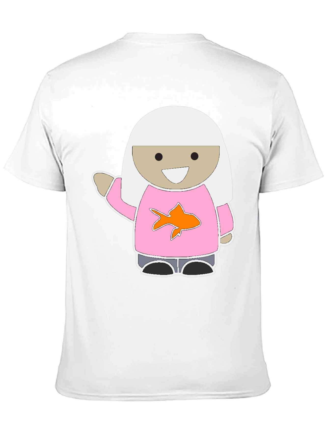 Cute Cartoon Girl Pink Fish T-Shirt