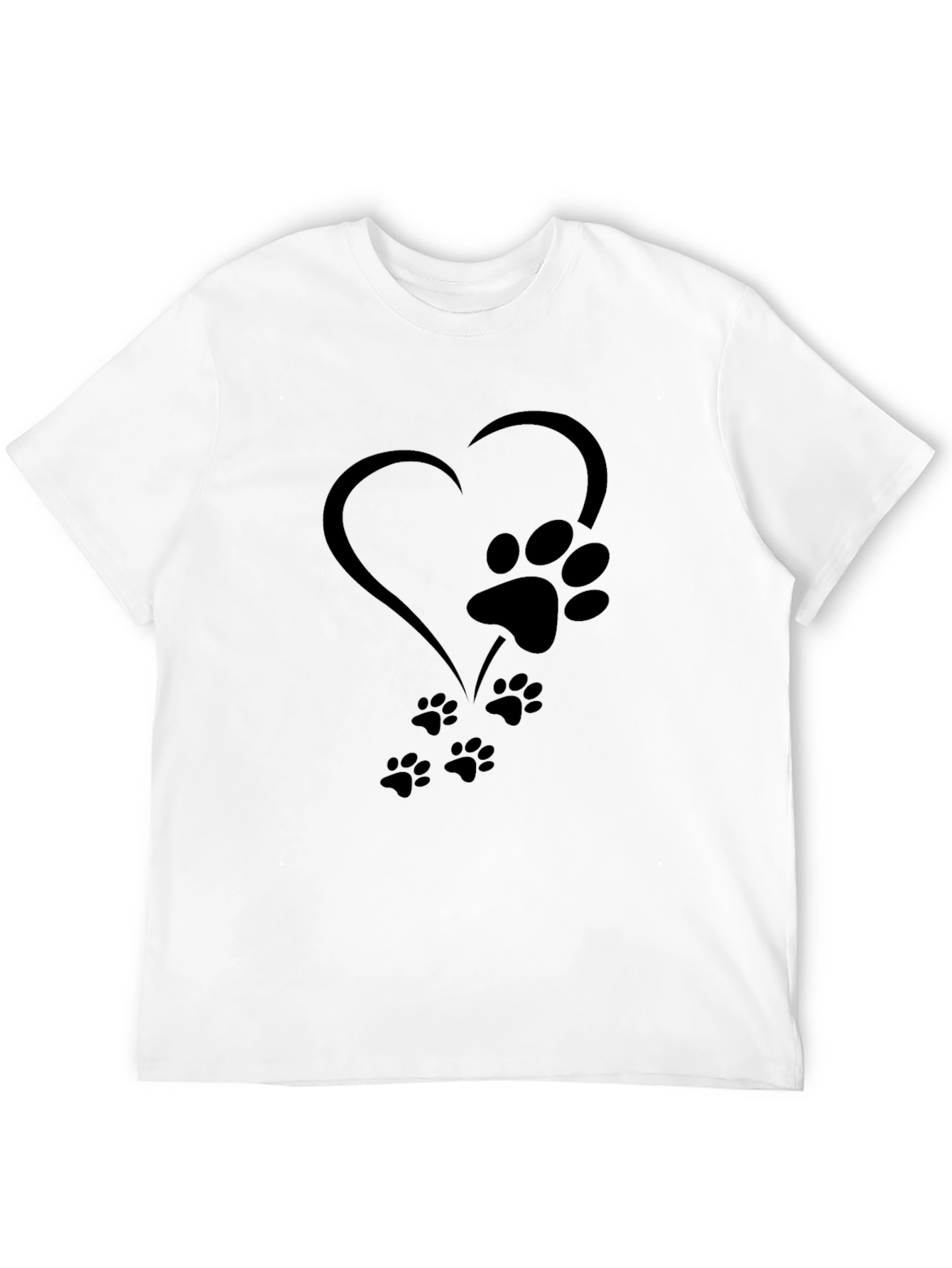 Dog Paw Heart T-Shirt - Mens Black Graphic Tee