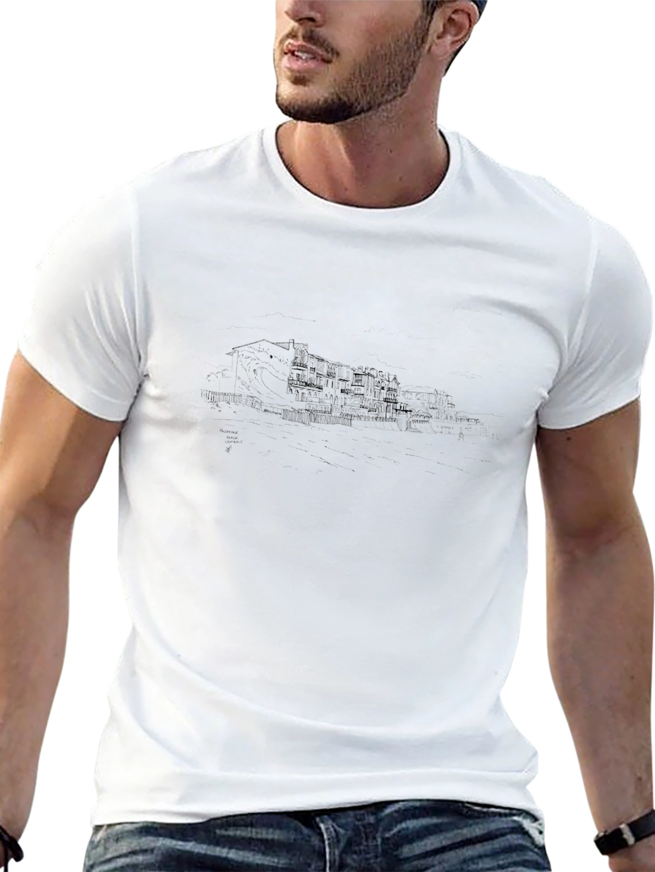 Mens Black Graphic Print Crew Neck T-Shirt