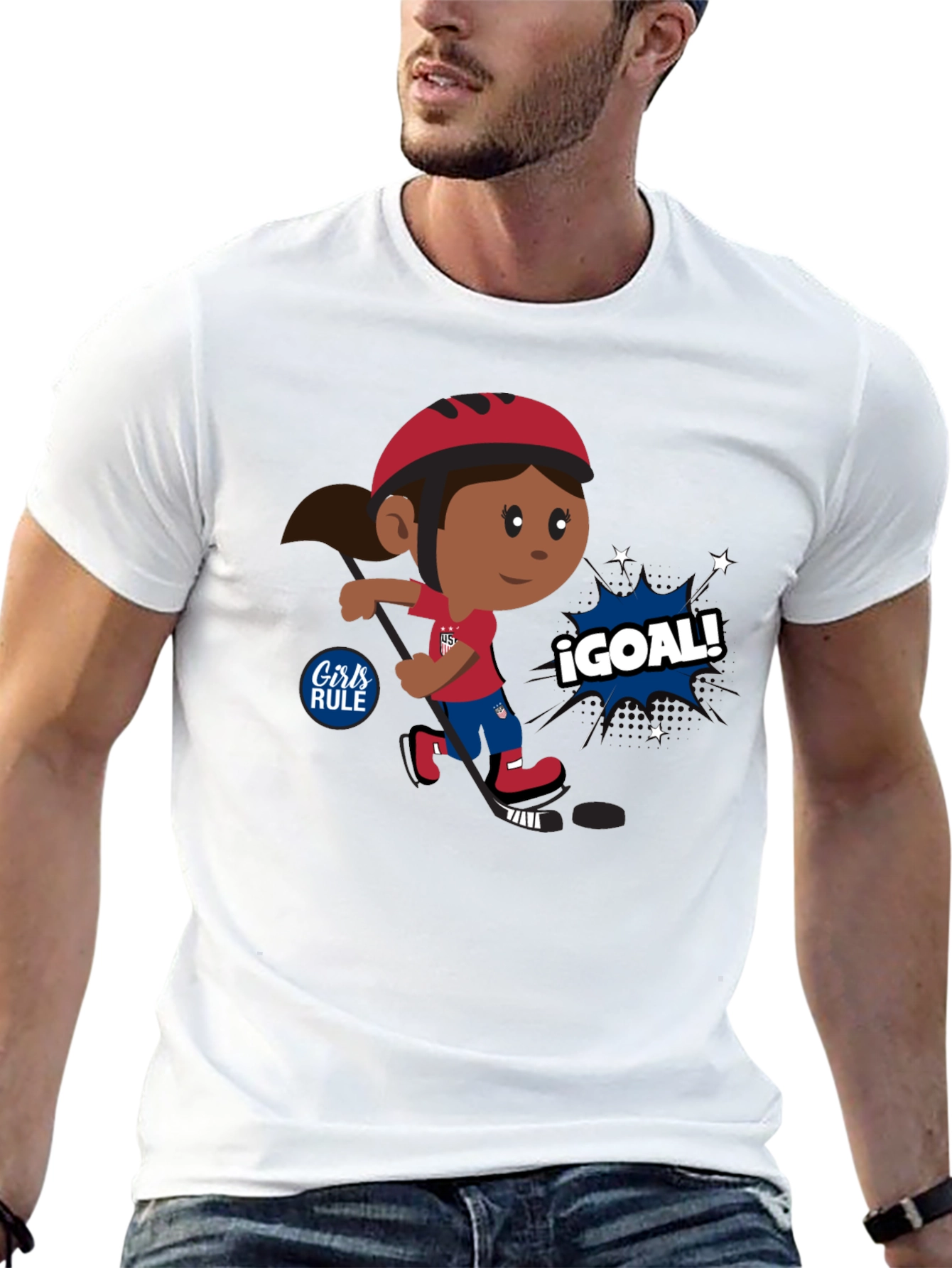 Girls Rule Cartoon Hockey Tee