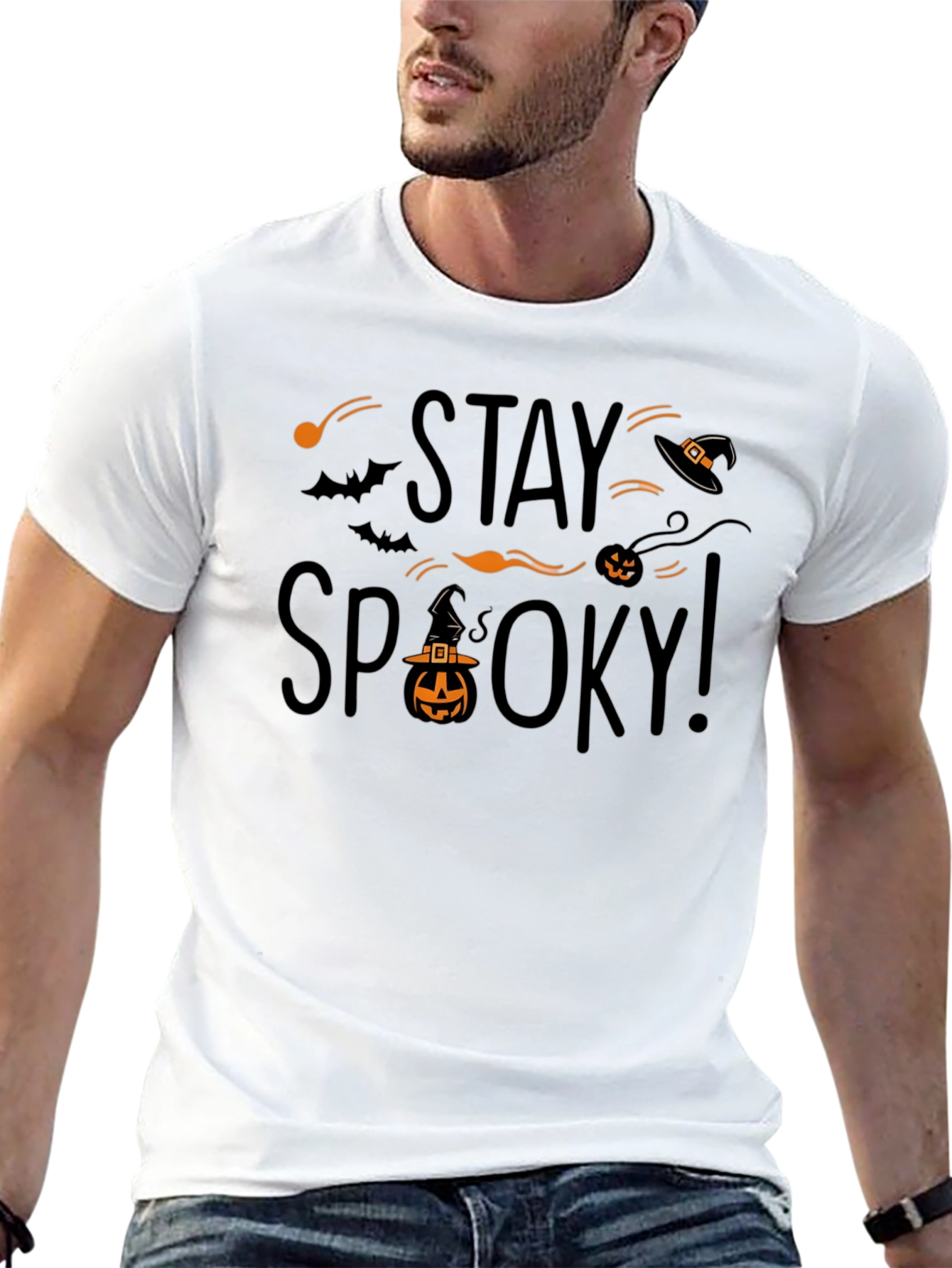 Stay Spooky Halloween Graphic Tee - Black