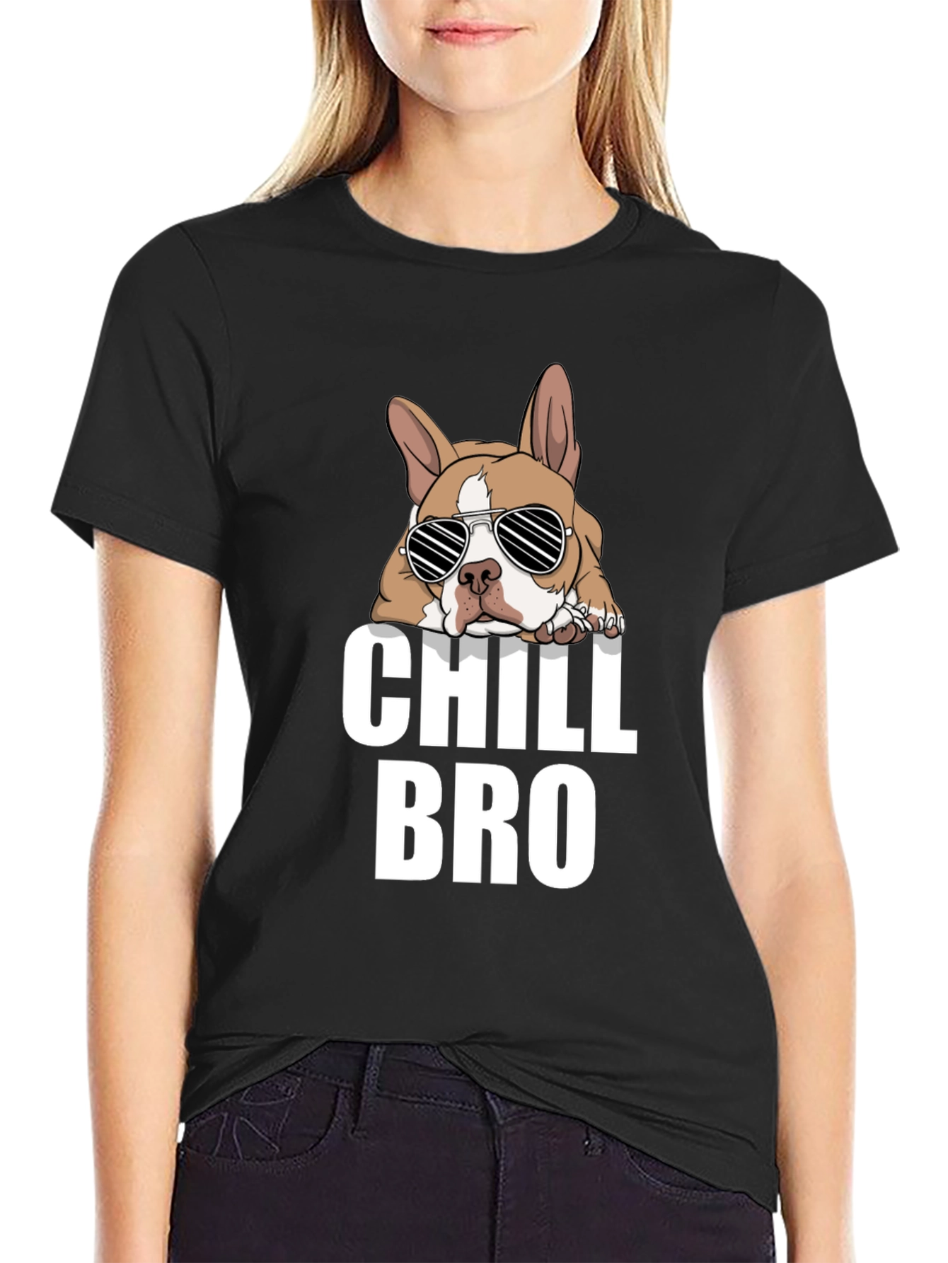 Chill Bro Dog Graphic T-Shirt - Black