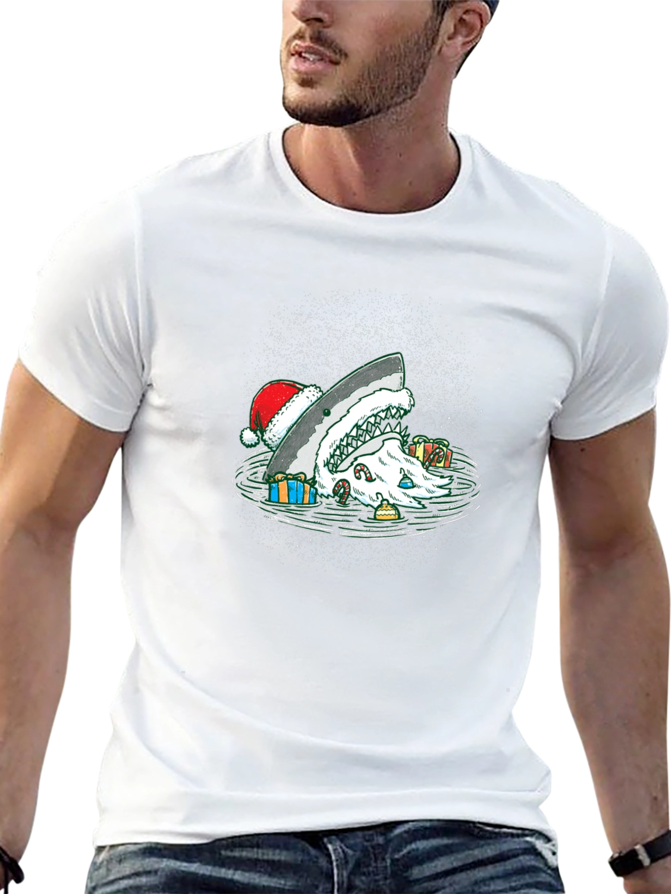 Christmas Shark T-Shirt Holiday Santa Jaws