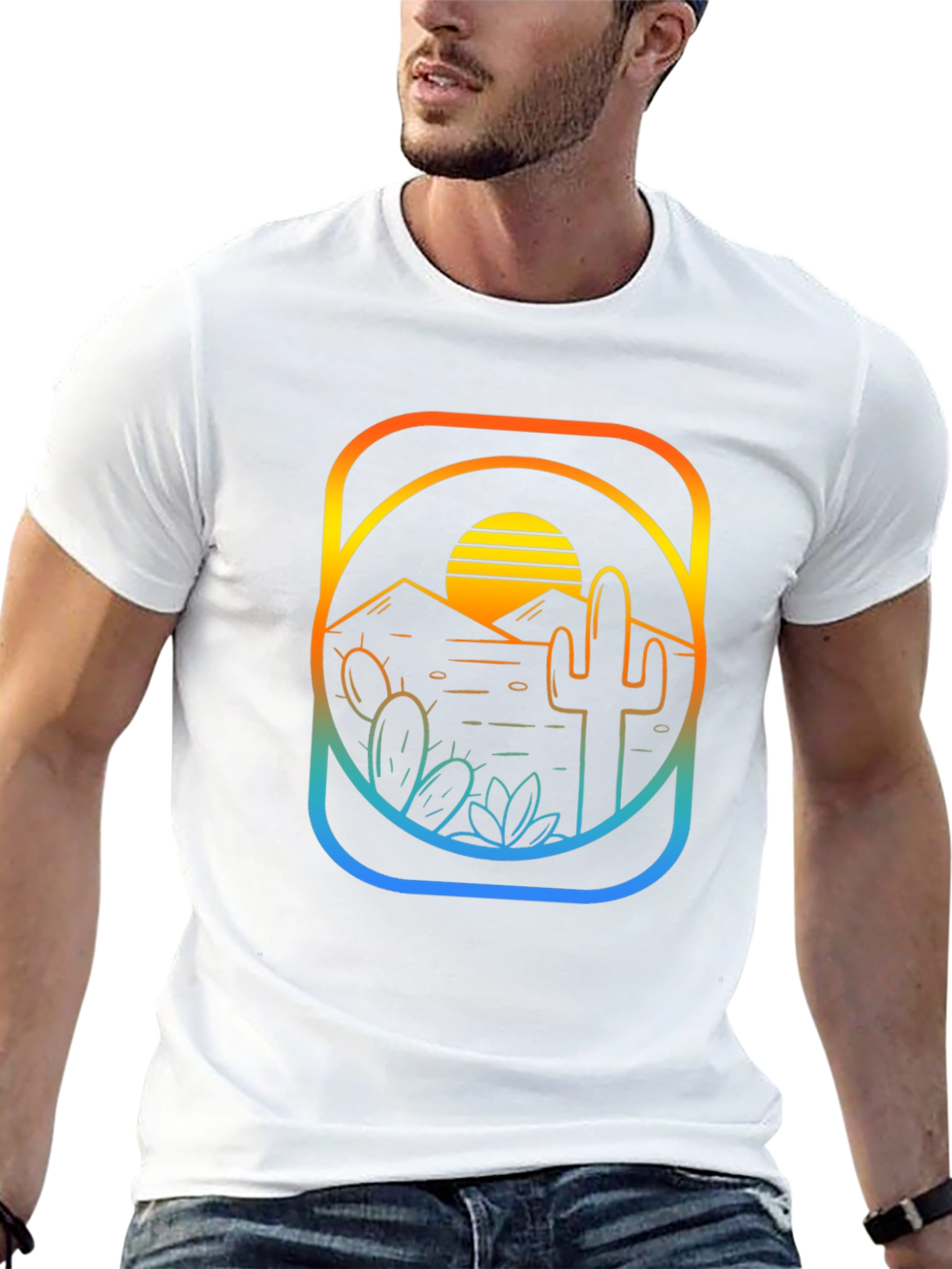 Sunset Cactus Graphic T-Shirt - Desert Vibes