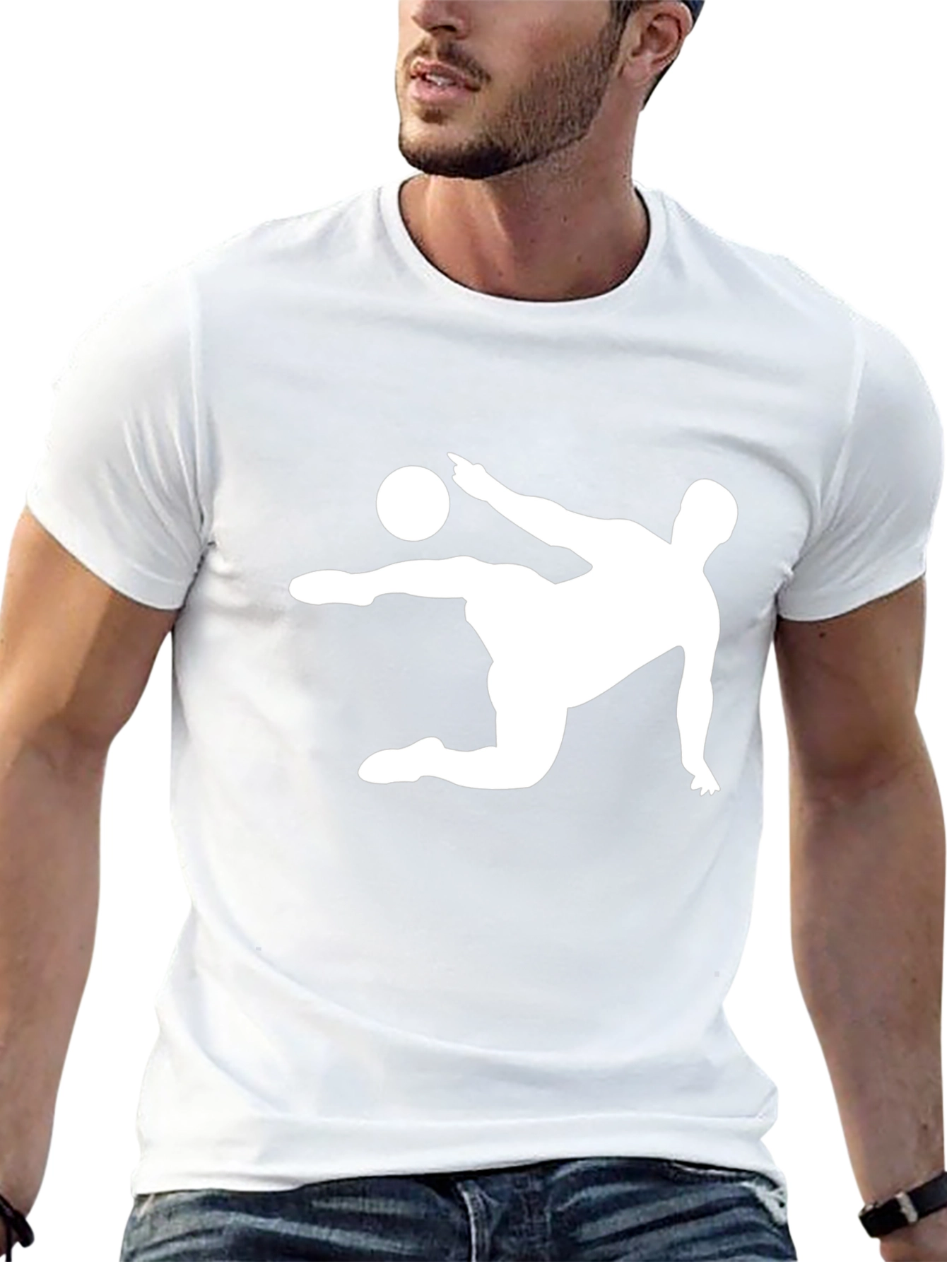 Mens Black T-Shirt - Soccer Kick Design
