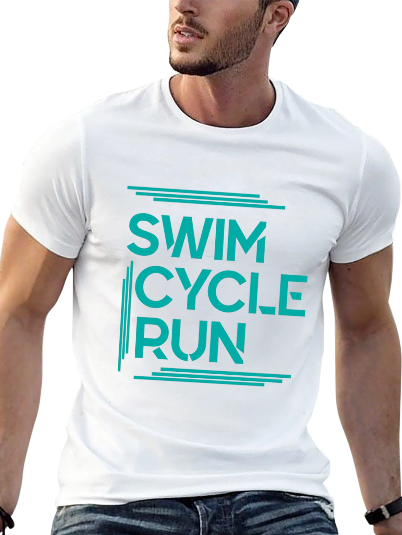 Swim Cycle Run Graphic T-Shirt - Black