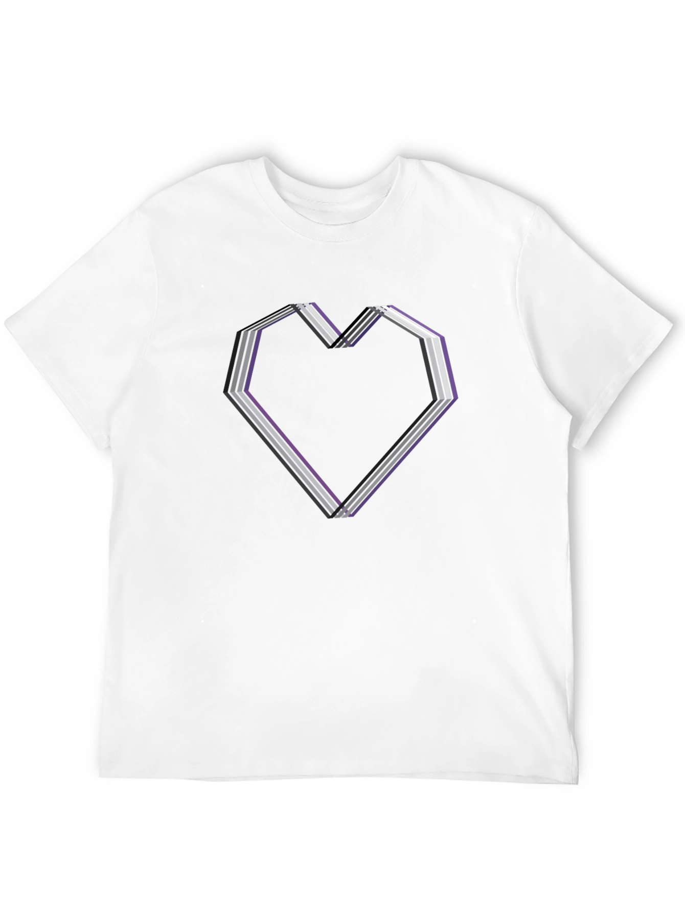 Asexual Pride Heart Graphic Tee - Black
