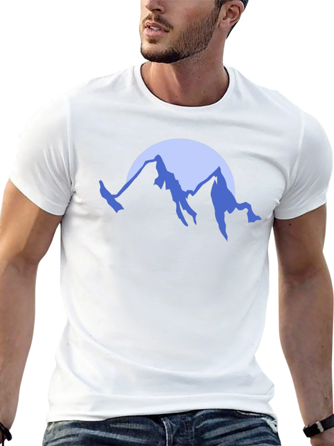 Mountain Moon Graphic Tee - Black Cotton T-Shirt