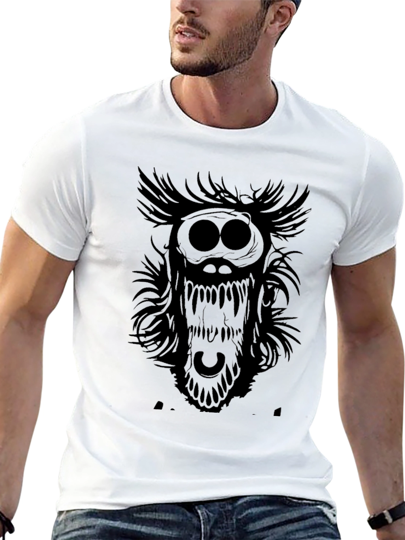 Creepy Creature Graphic Black T-Shirt