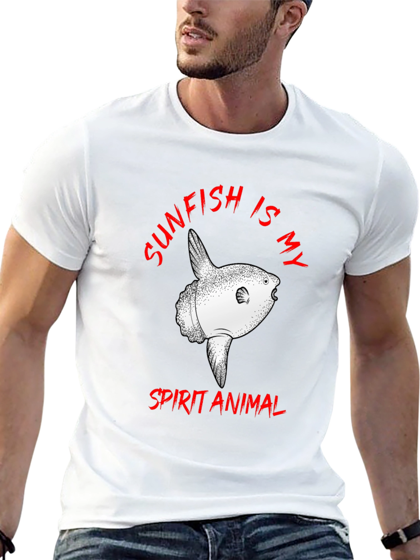 Sunfish Spirit Animal Graphic Tee - Black Cotton T-Shirt