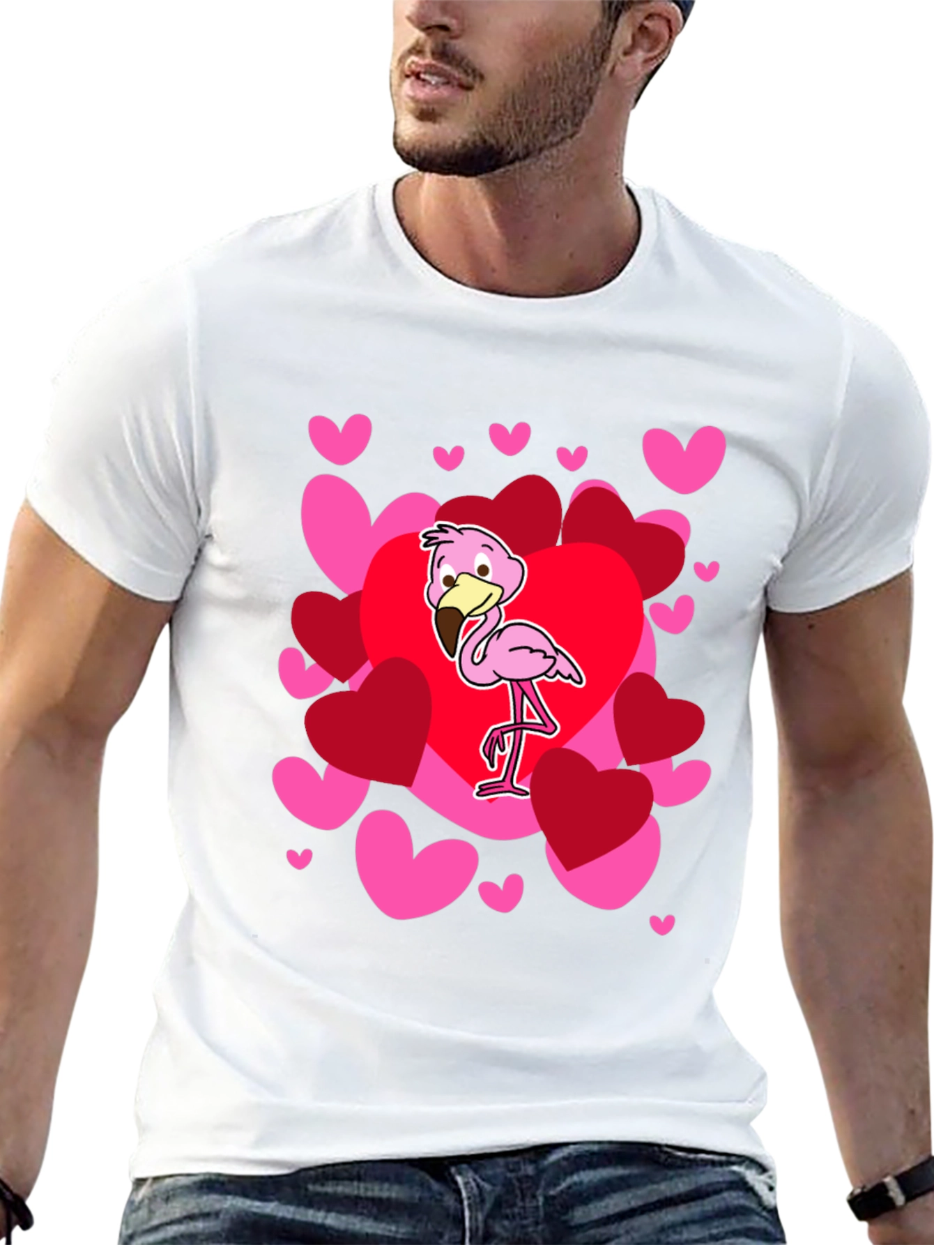 Valentines Flamingo Heart T-Shirt