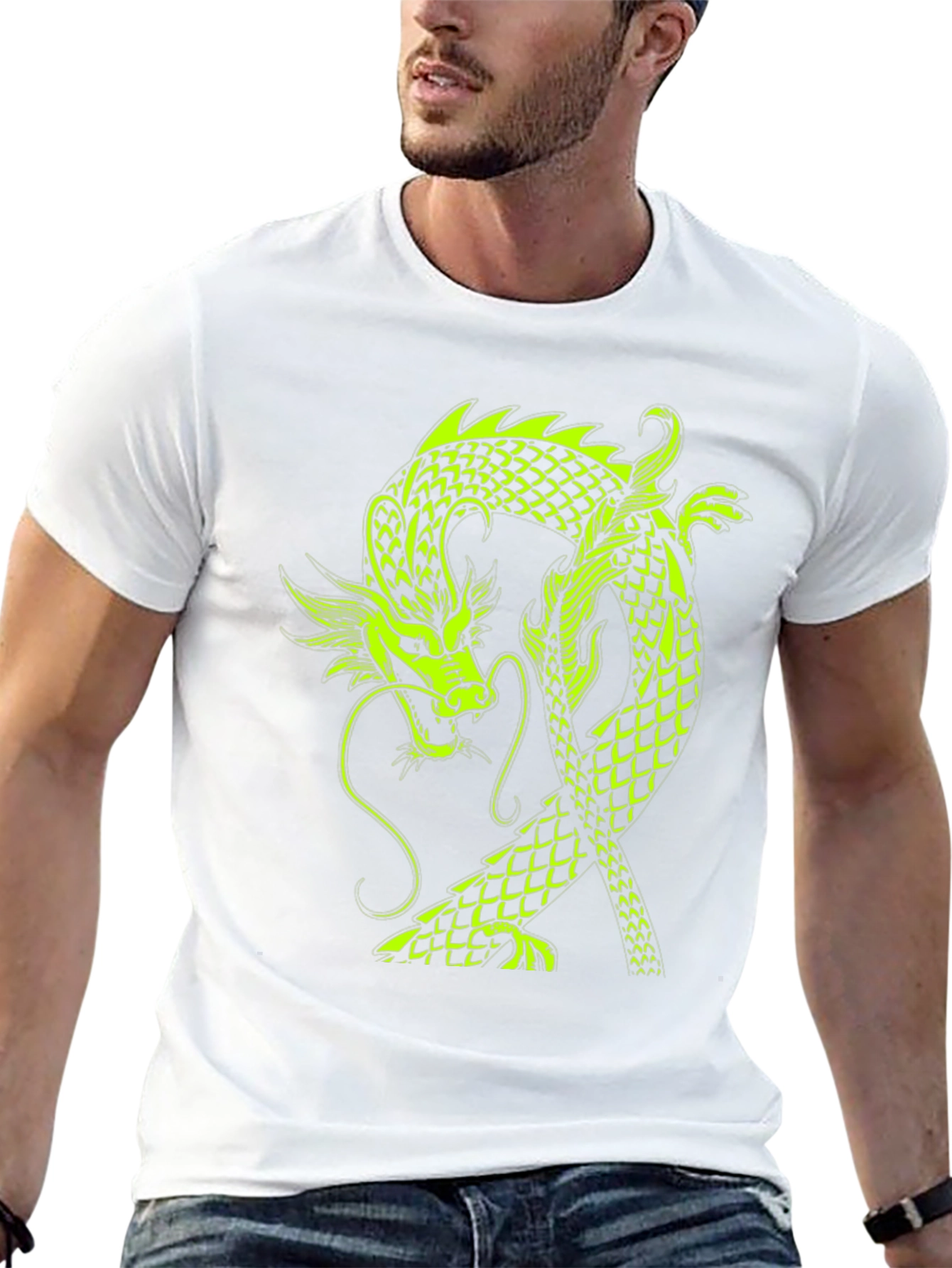 Neon Dragon Graphic Black T-Shirt