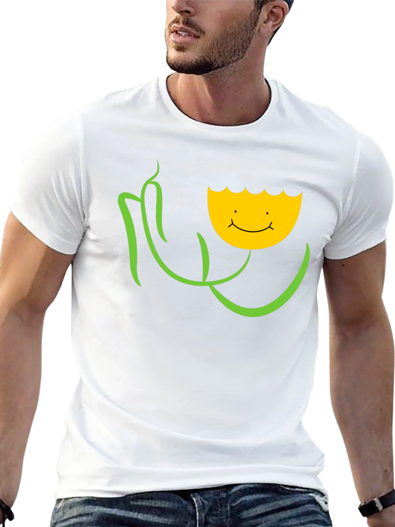 Smiling Flower Graphic Tee - Black