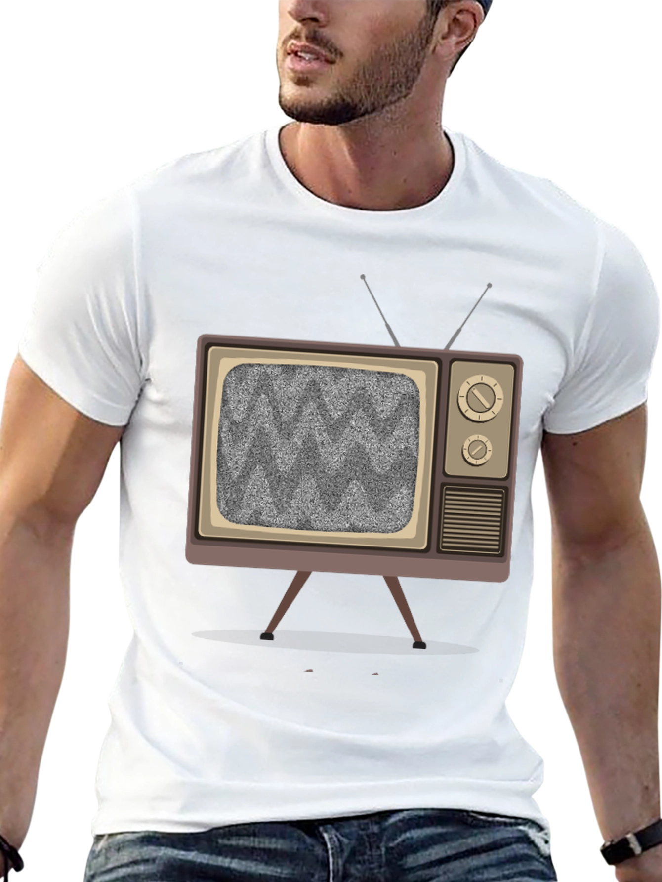 Retro TV Graphic Tee - Static Screen Design