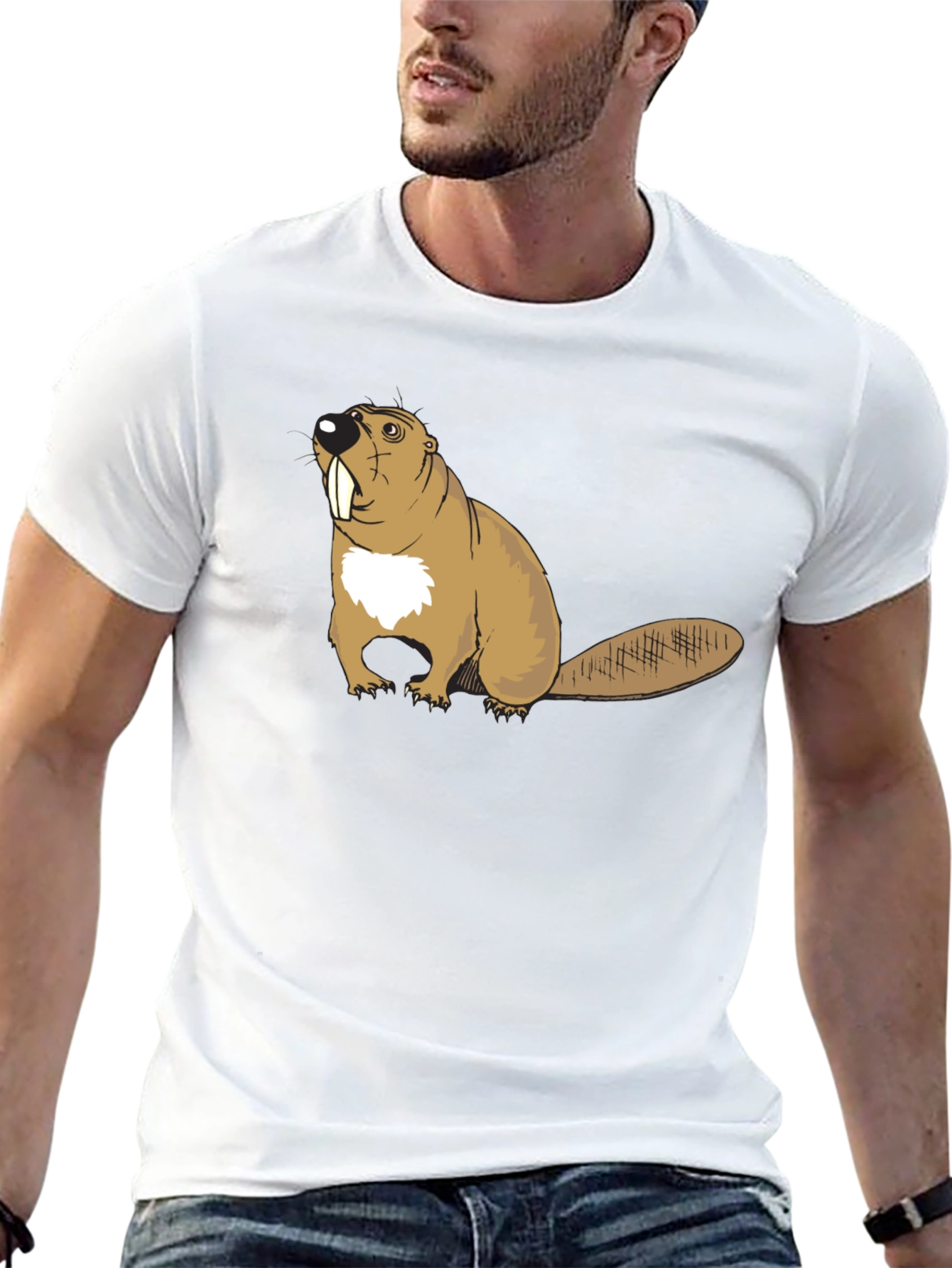 Beaver Graphic T-Shirt - Black Cotton Tee