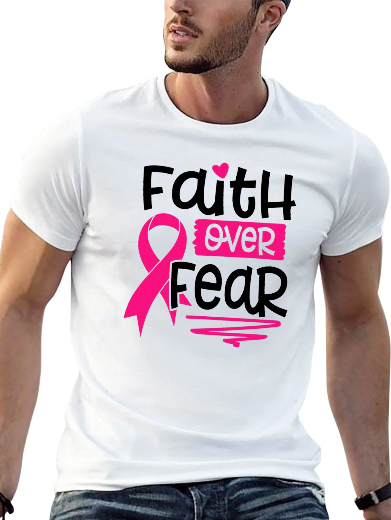 Faith Over Fear Breast Cancer Awareness T-Shirt
