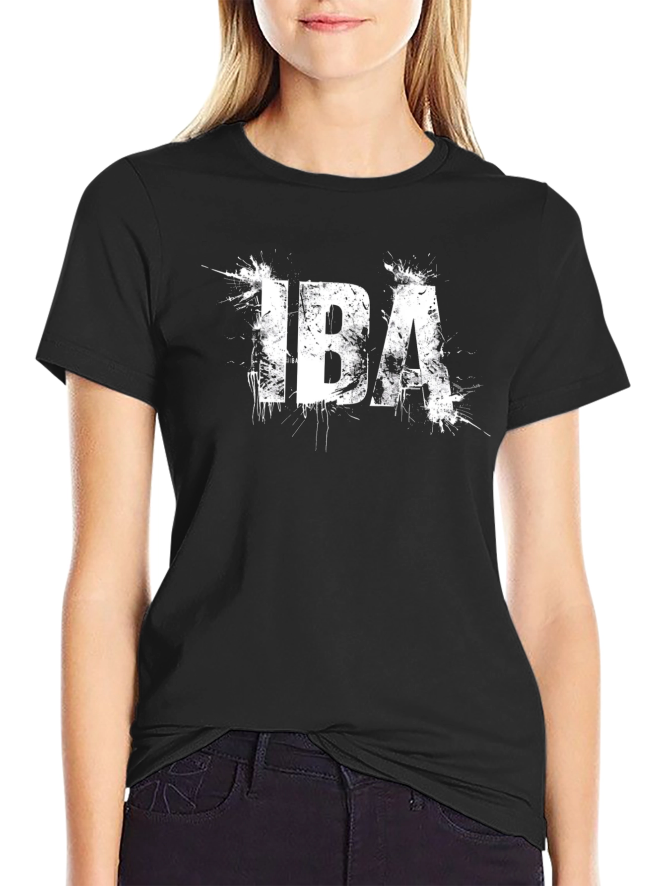 IBA Splatter Graphic Tee - Trendy Black T-Shirt