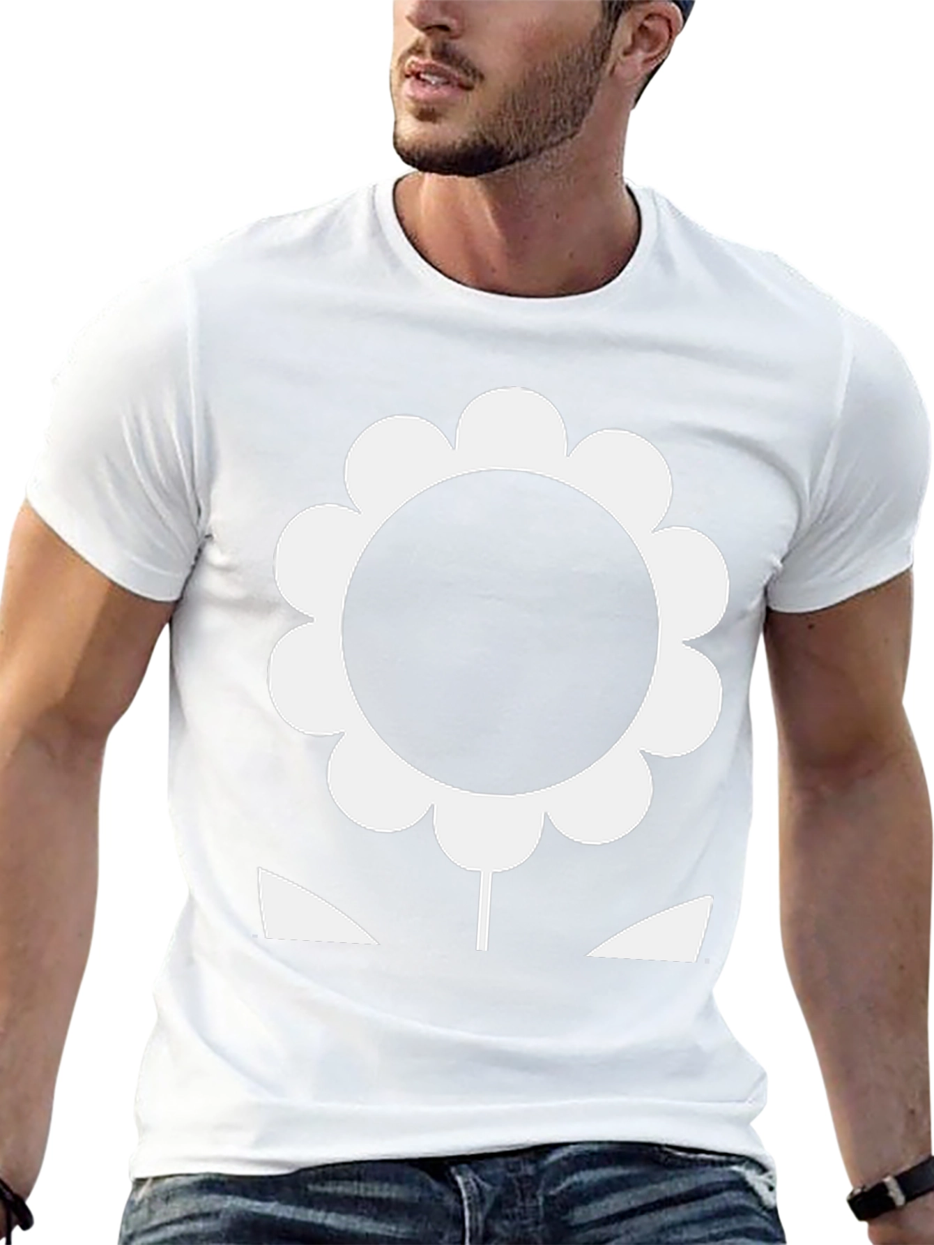 Bold Flower Graphic Tee - Black Cotton T-Shirt