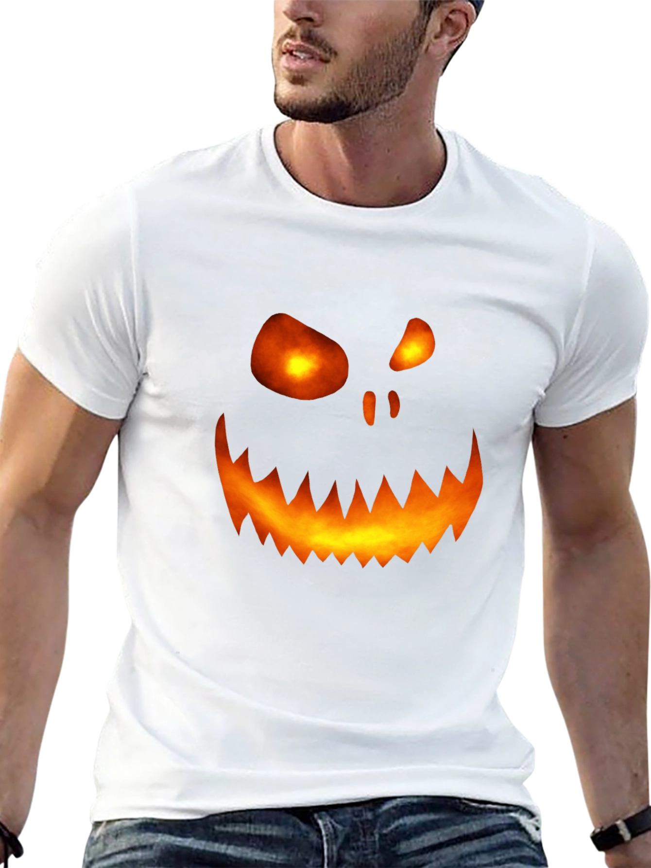 Halloween Pumpkin Face Graphic Tee - Scary Spooky Shirt