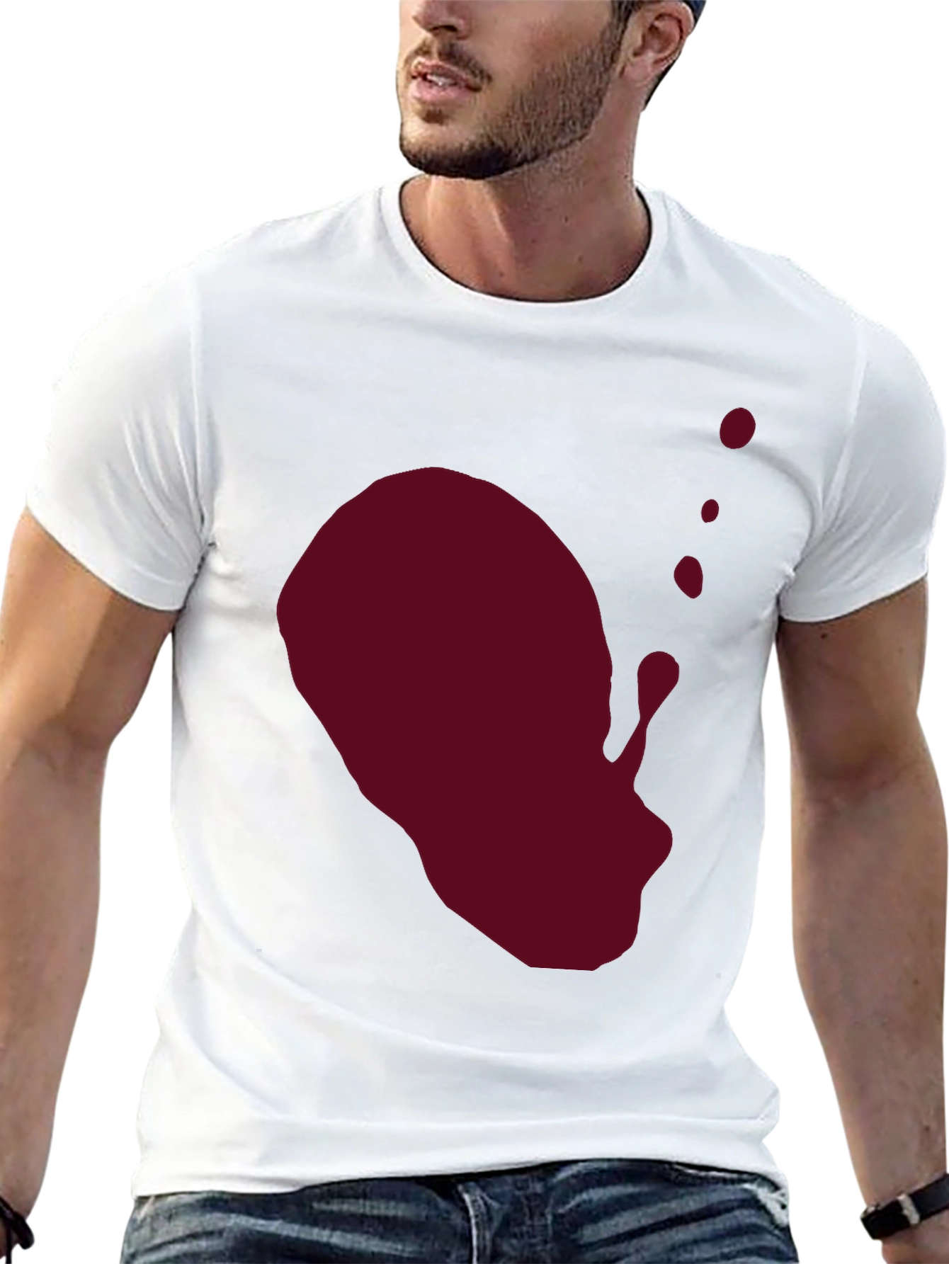 Maroon Splash Graphic Black T-Shirt