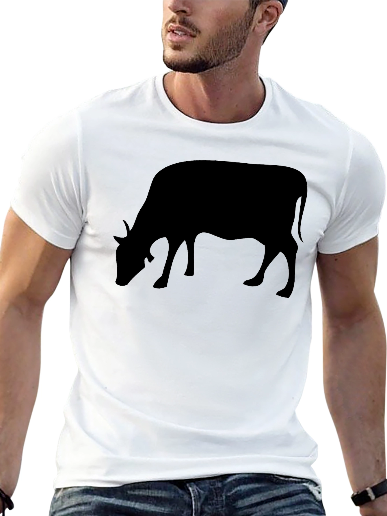Cow Silhouette Black T-Shirt - Unisex