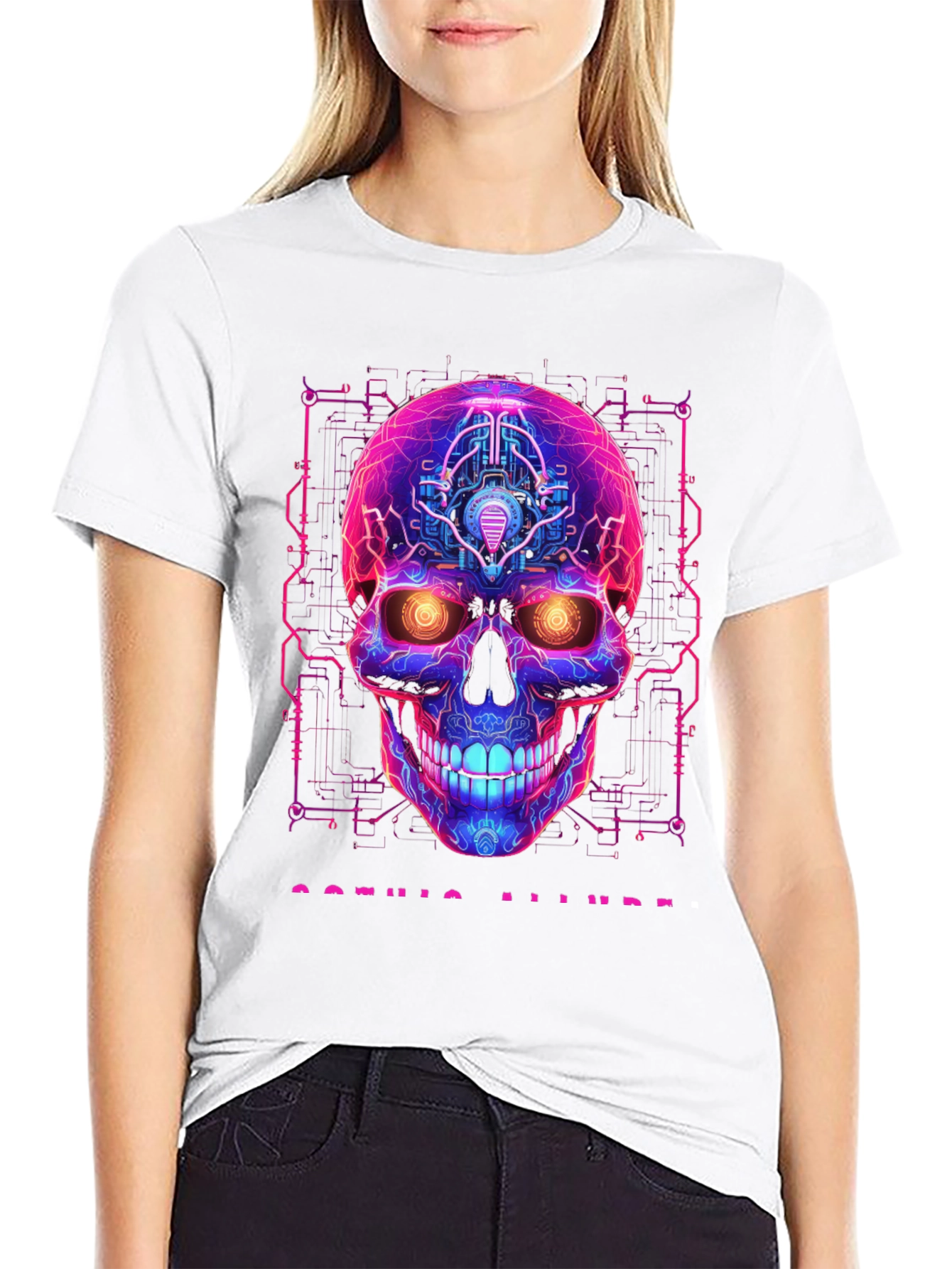 Cyberpunk Skull Graphic Tee - Gothic Allure
