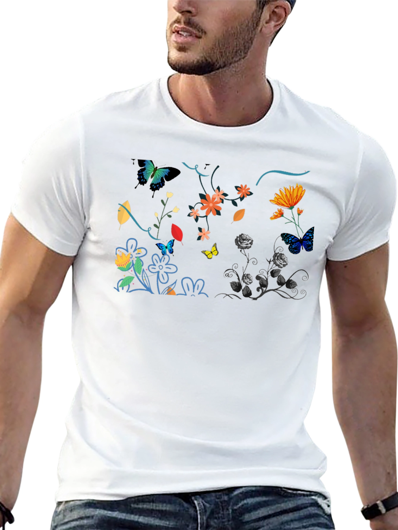 Botanical Butterfly Graphic Print Tee