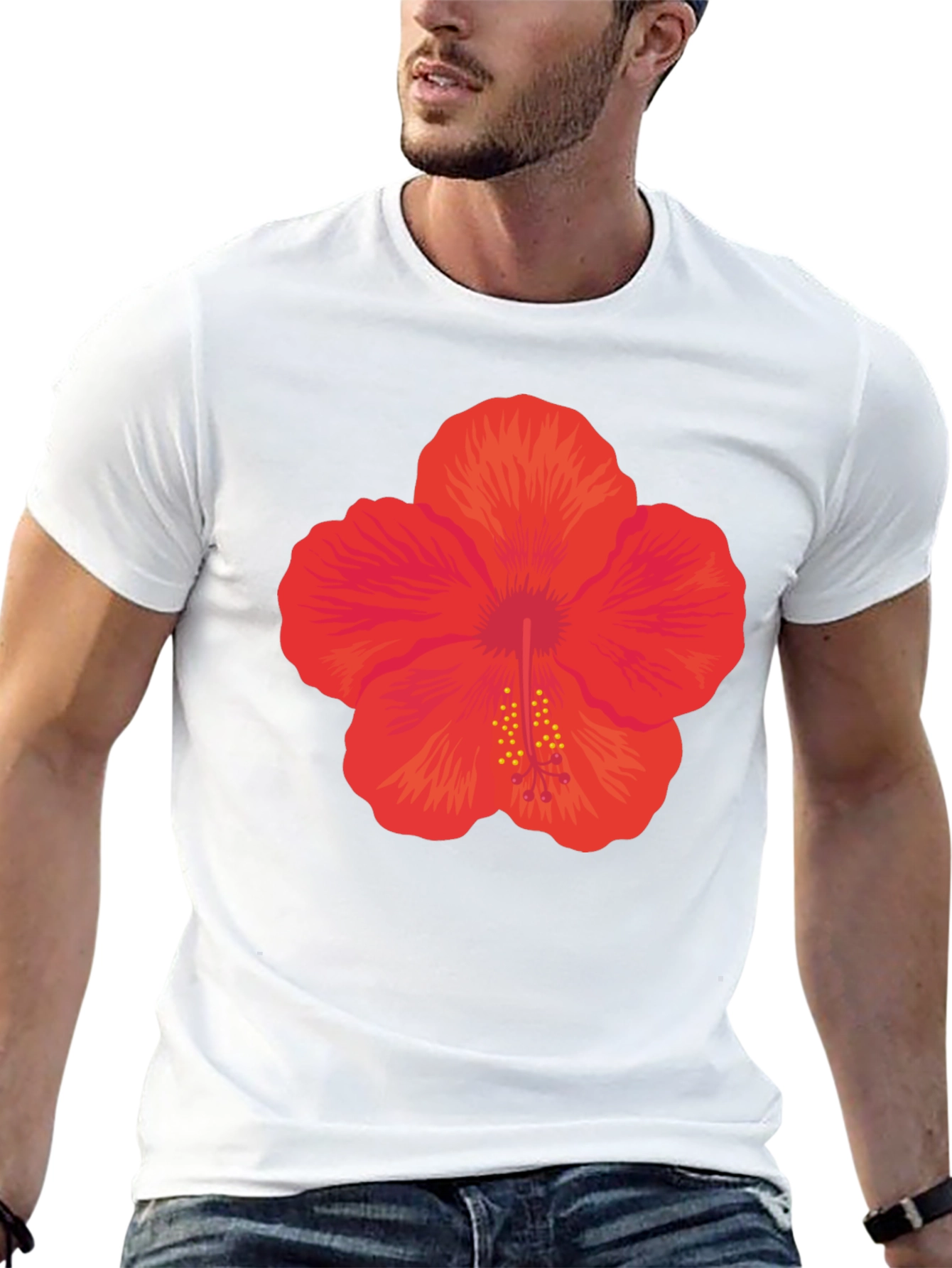 Hibiscus Flower Graphic Black T-Shirt
