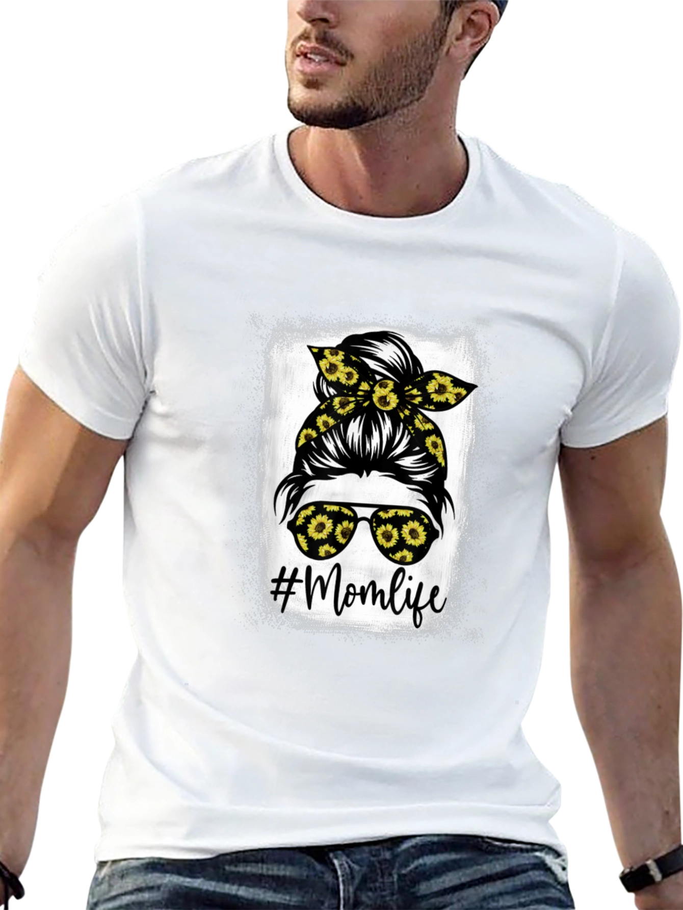 Momlife Messy Bun Sunflower Graphic Tee