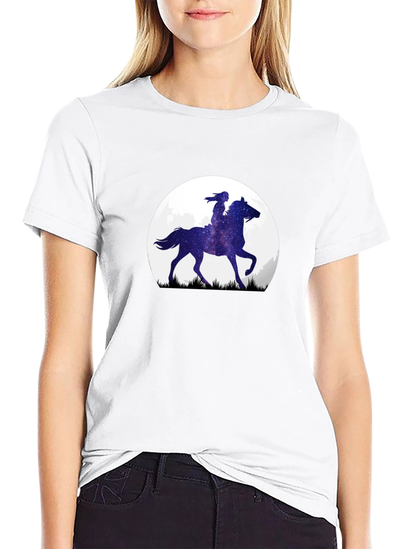 Equestrian Moon Mens Black Graphic Tee